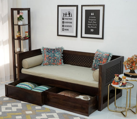 Angelica Storage Divan With Mattress (Walnut Finish)