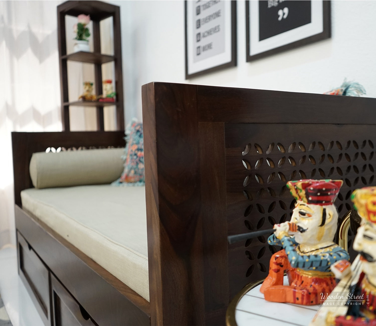 Angelica Storage Divan With Mattress (Walnut Finish)