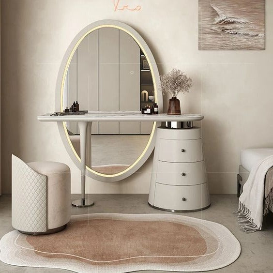 Trueliving Ovel White Luxury Dresser Table H 71 x W 23 x D 16