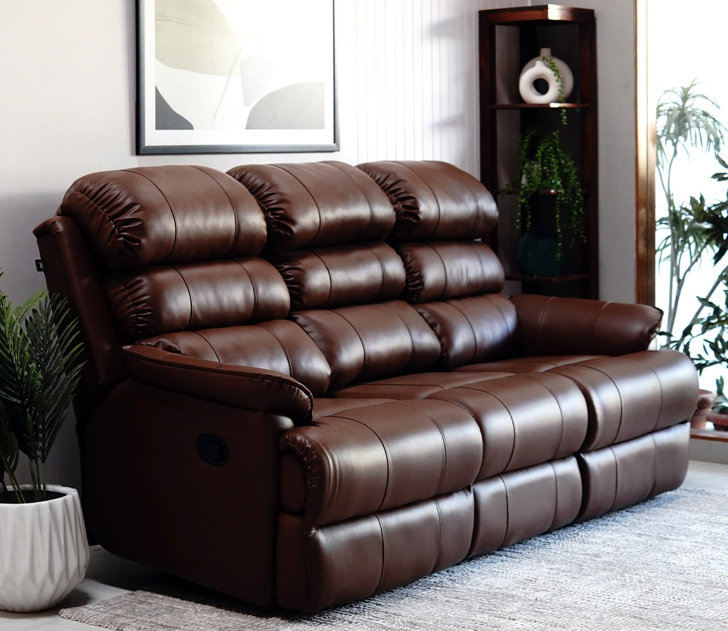 Valencia 3 Seater Recliner Sofa (Saddle Brown)