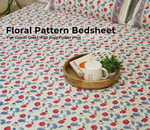 200 TC Double Bed Sheet - Bloom Shay Cotton Bedsheet King Size With 2 Pillow Cover