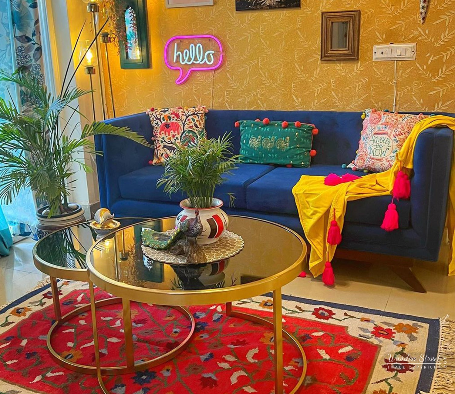 Berlin 3 Seater Sofa (Velvet, Indigo Blue)
