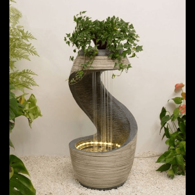 Trueliving Grey LED Light Luxury Water Fountain Indoor 3 FT X 1 FT