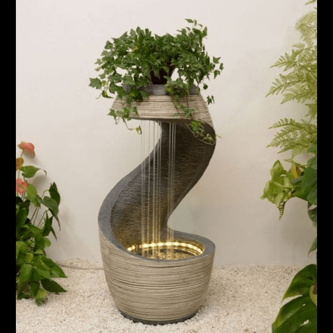 Trueliving Grey LED Light Luxury Water Fountain Indoor 3 FT X 1 FT