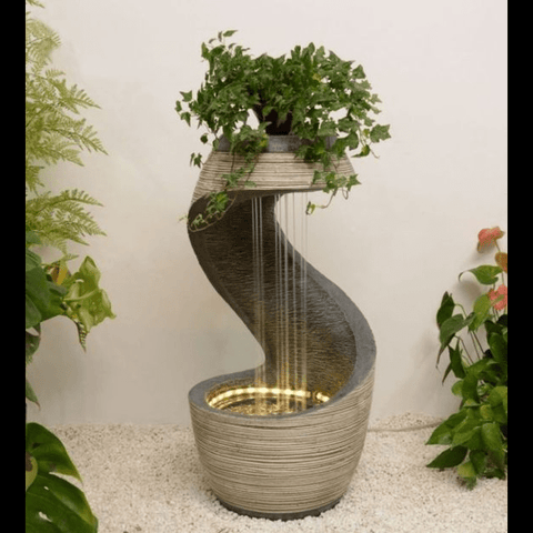 Trueliving Grey LED Light Luxury Water Fountain Indoor 3 FT X 1 FT