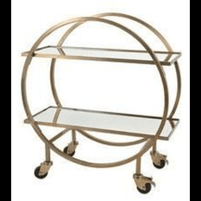Trueliving Luxury Rose Round Golden Bar Trolley 62.5D x 42.5W x 82.5H Centimeters