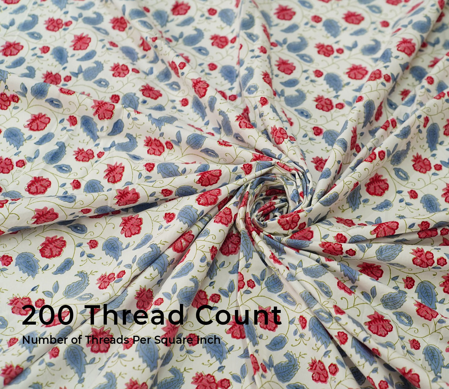 200 TC Double Bed Sheet - Bloom Shay Cotton Bedsheet King Size With 2 Pillow Cover
