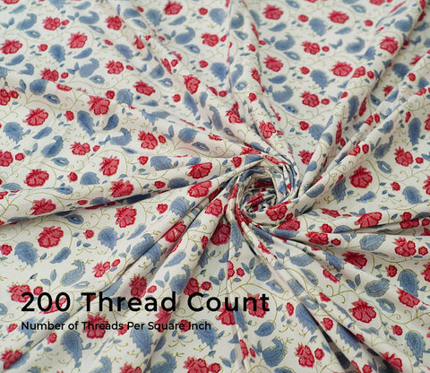 200 TC Double Bed Sheet - Bloom Shay Cotton Bedsheet King Size With 2 Pillow Cover