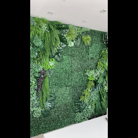 TrueLiving 20x20inch Fake Grass With Feel Flower Wall Faux Topiary Hedge Plant Greenery Mats for Garden Outdoor Indoor Backdrop Decoration  20" x 20"