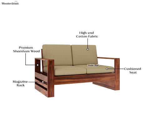 Winster 2 Seater Wooden Sofa (Honey Irish Cream)