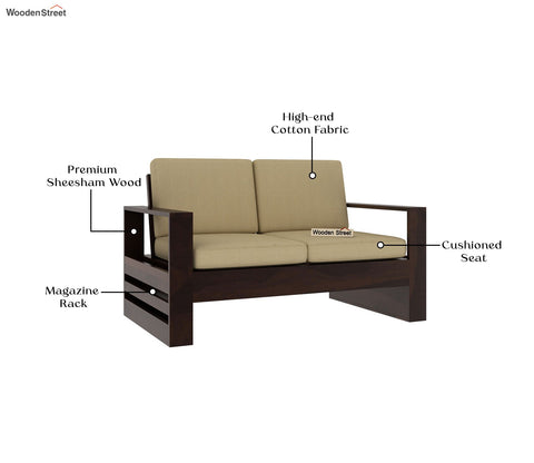Winster 2 Seater Wooden Sofa (Walnut Irish Cream)