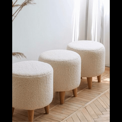 Trueliving Wood WhiteTable Stool (Table H 30 x W 34 x D 18 Stool H 18 x W 16 x D 14)