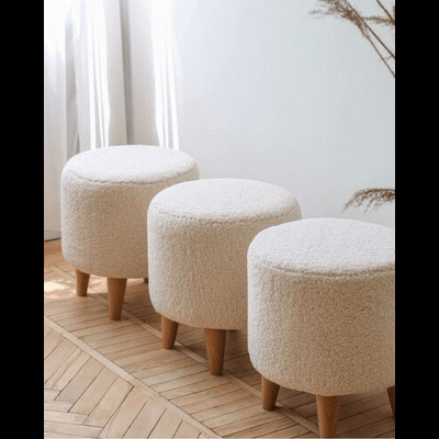 Trueliving Wood WhiteTable Stool (Table H 30 x W 34 x D 18 Stool H 18 x W 16 x D 14)