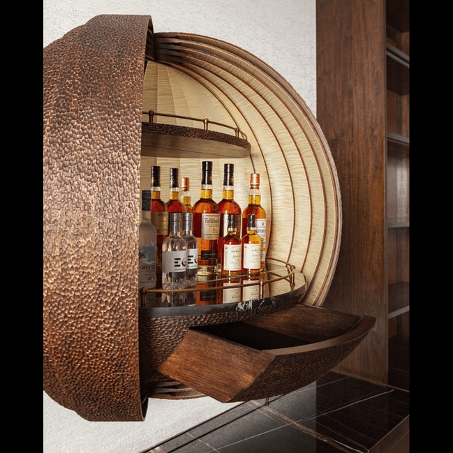 Trueliving Wood Round Bar Cabinet ‎Standard (Between 20-40 In Width, 30-40 In Height)
