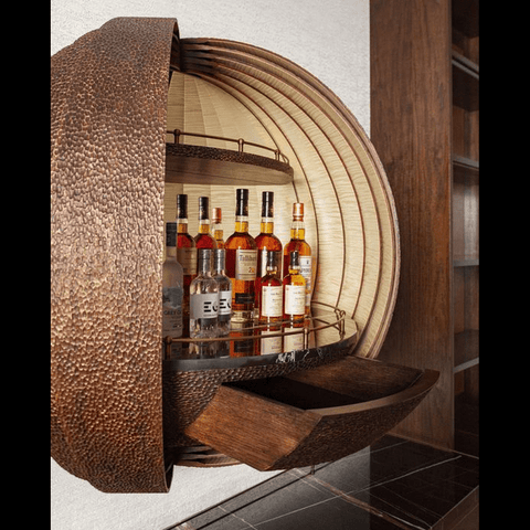 Trueliving Wood Round Bar Cabinet ‎Standard (Between 20-40 In Width, 30-40 In Height)