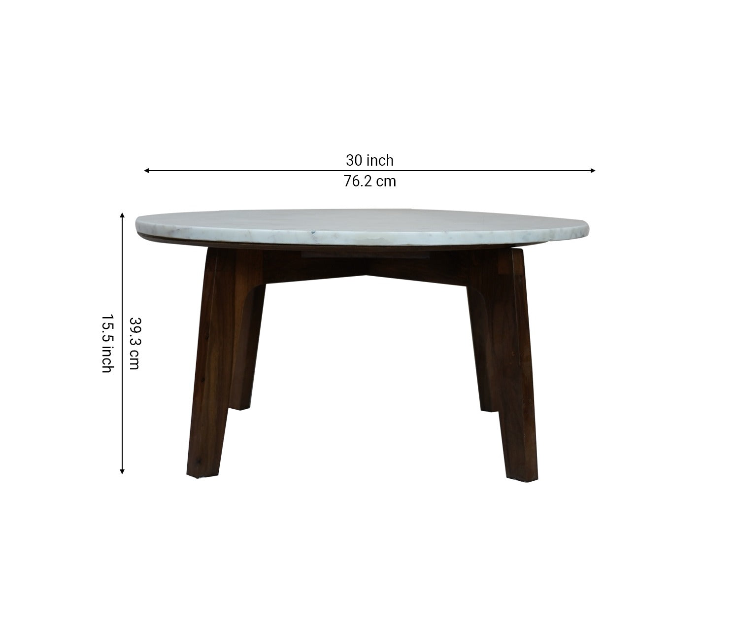 Siya Sheesham Wood Center Table with Marble Top (Teak Finish)