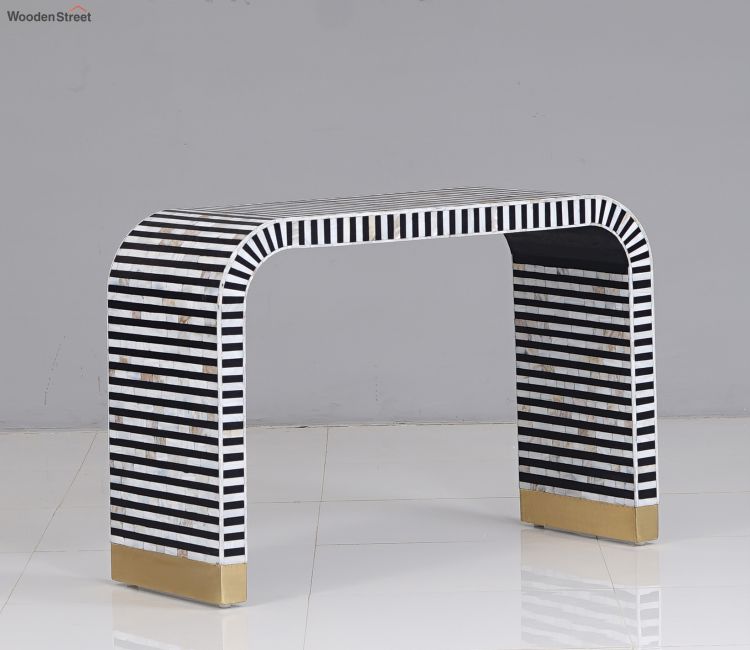 Florence Lining Stripes Designed Mother of Pearl Console Table