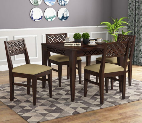 Cambrey 4 Seater Dining Set with Cushioned Chair (Walnut Finish)