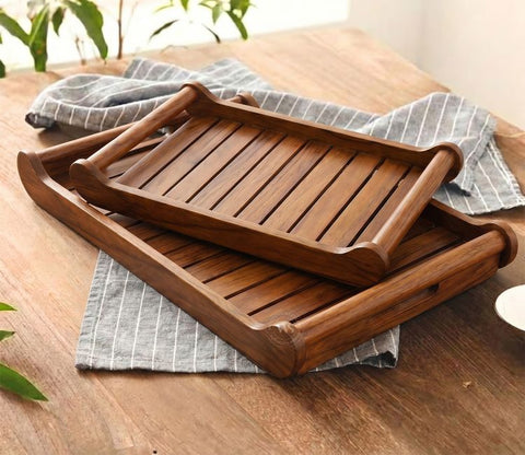 Cruiser Mango Wood Handcrafted Rectangular Serving Tray (Set of 2)