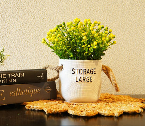 Wonder Artificial Flower With Plastic Pot (Yellow)