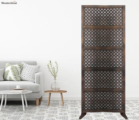 Mateo Floral Hand Carved Wooden Room Divider Single Panel With Stand