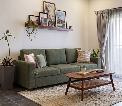Albus 3 Seater Fabric Sofa (Sage Green)