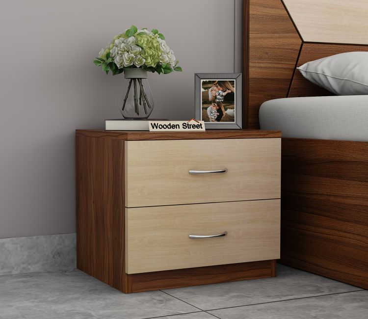 Carmen Bed Side Table (Exotic Teak - Ice Beech Finish)