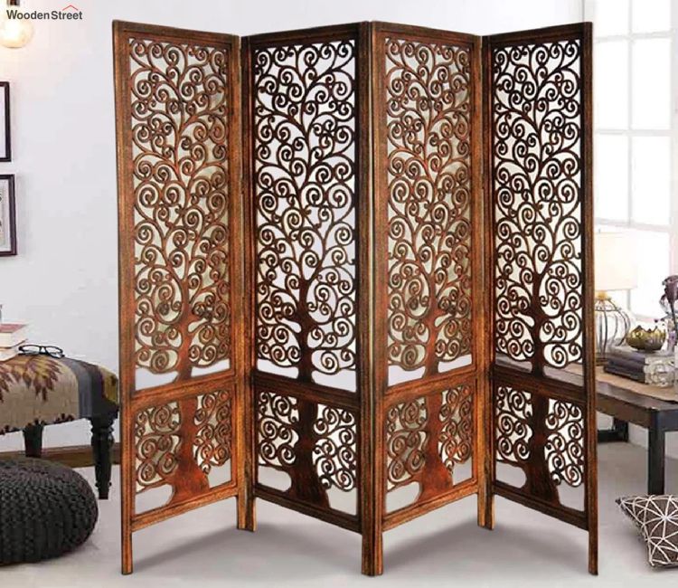 Elon 4 Panel Carved Wooden Partition