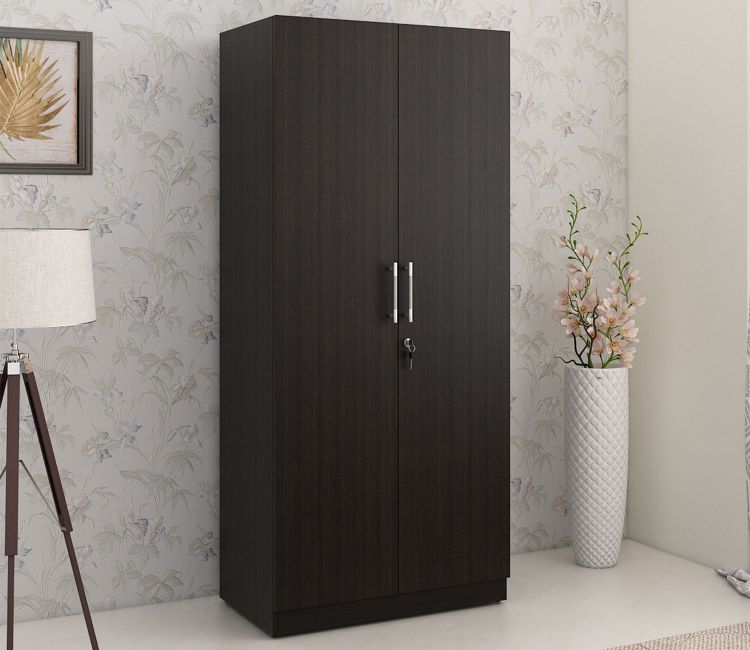 Kosmo Optima 2 Door Engineer Wood Wardrobe (Flowery Wenge Finish)