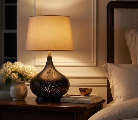 Wick Metal Black Table Lamp