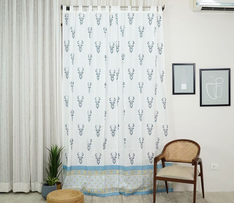 Barasingha 1 Piece Long Door Curtain (White, 9 Feet)