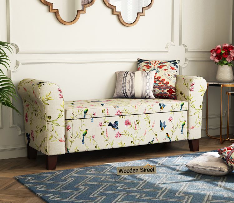 Jade Bench With Storage (Cream Robins)
