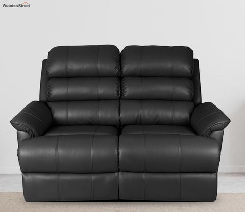 Valencia Leatherette Two Seater Manual Recliner (Black Upholstery)