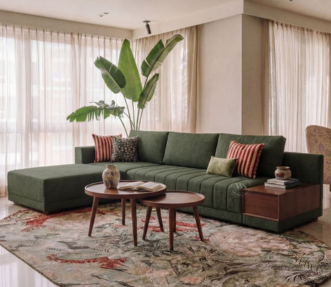 Oasis L-Shape Left Aligned Sectional Sofa (Sage Green)