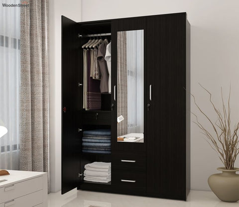 Kosmo Apex 3 Door Dresser Wardrobe (Flowery Wenge Finish)
