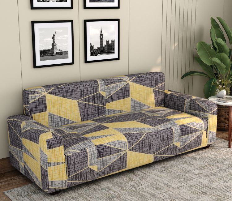 Mosera Printed Polyester Spandex 3 Seater Sofa Cover (Multi Color)