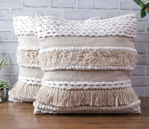 Cotton Multicolour Hand Woven Cushion Covers - Set of 1 (18 x 18 inch)