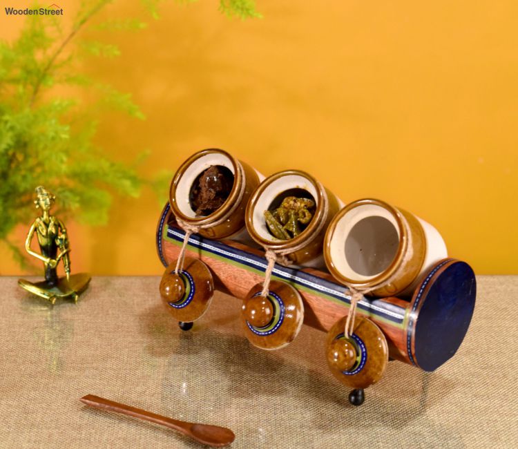 Blue Colour Barni Set With Stylish Tabular Stand