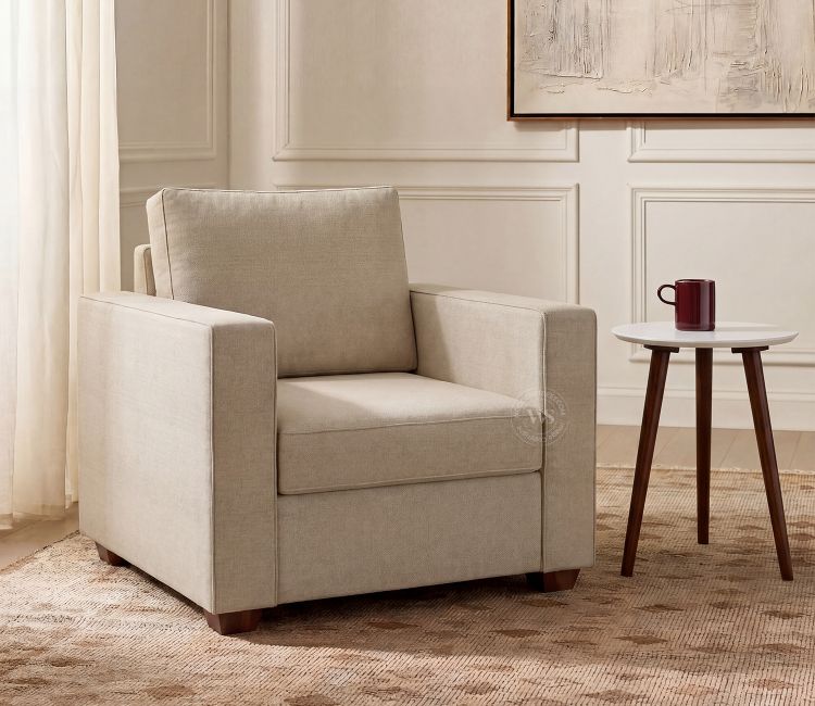 Albus One Seater Fabric Sofa (Cottage Ivory)