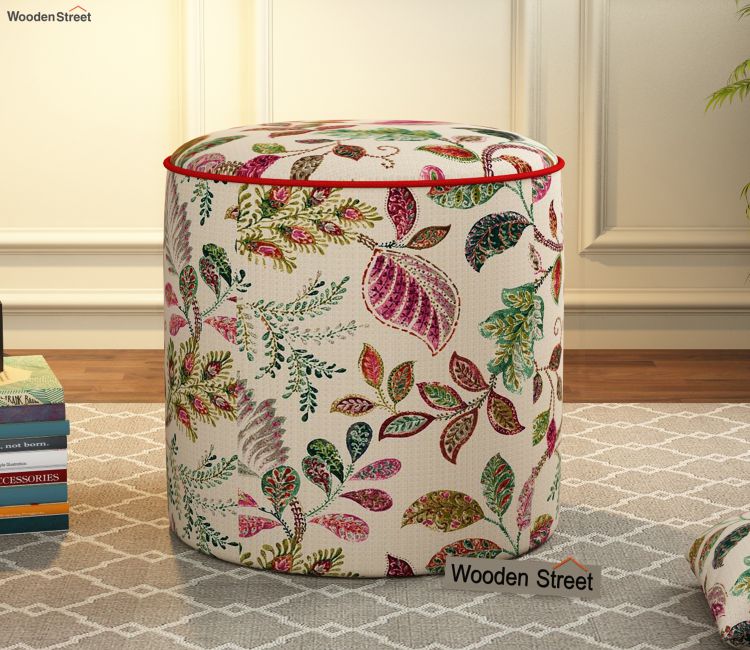 Robin Round Pouffe (Rosy Leaf)