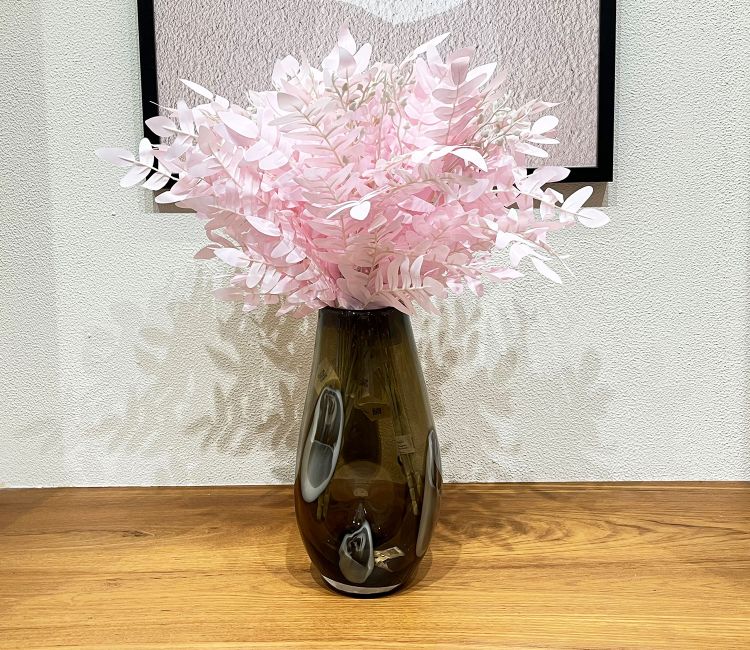 Wholesome Feathers Artificial Plant Plastic Iron Leaf Set of 3 (Pink)