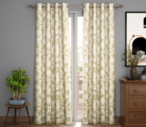 Palm Tree 1 Piece Light-Filtering Curtain (Green, 7 Feet)