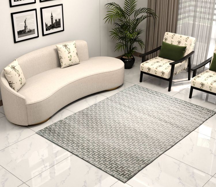 Coastal Grey Abstract Carpet (7.5 x 5 Feet)