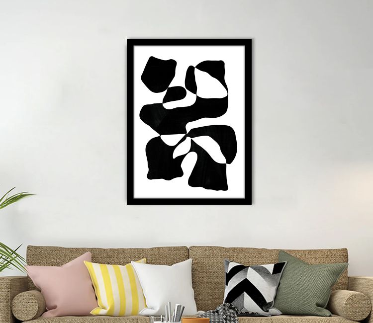 Black & White Abstract Delight Wall Frame (Rectangle, Black, 18X24, Canvas)