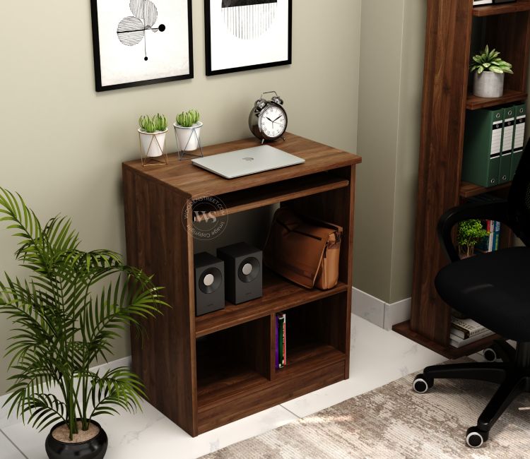 Prism Engineered Wood Study Table With Sectioned and Shelf Storage (Columbian Walnut Finish)