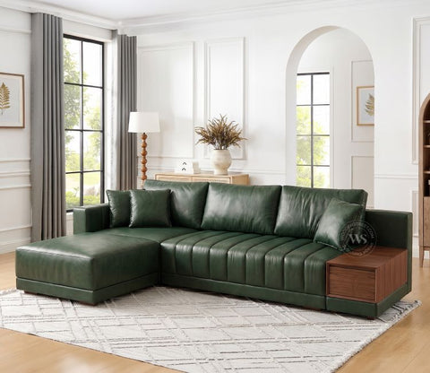 Oasis L-Shape Left Aligned Sectional Sofa (Leatherette, Leaf)
