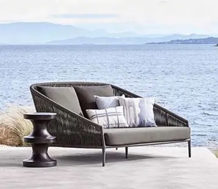 Black Rope Daybed Sofa Set With Black Cushions