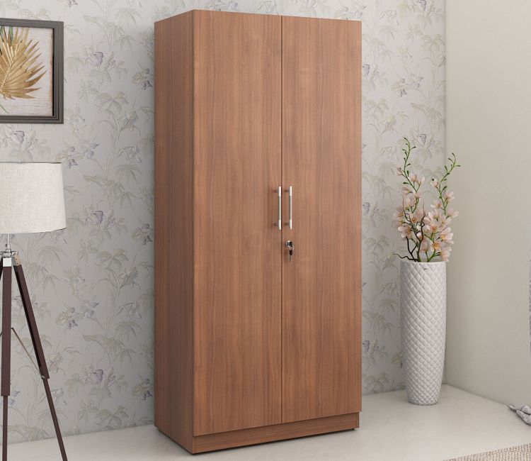 Kosmo Optima 2 Door Engineer Wood Wardrobe (Exotic Teak Finish)