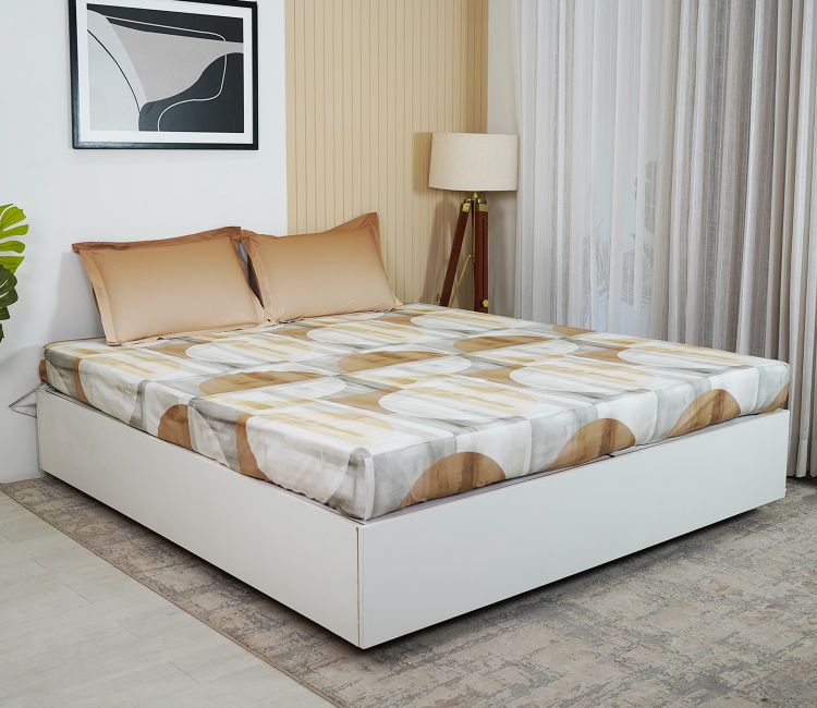 Circle 180 TC Flat Pure Cotton King Size Bedsheet With 2 Pillow Covers (Grey)