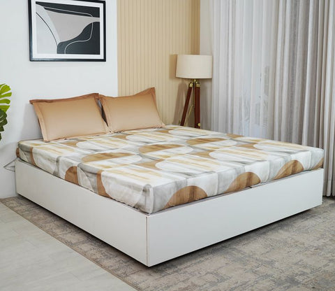 Circle 180 TC Flat Pure Cotton King Size Bedsheet With 2 Pillow Covers (Grey)